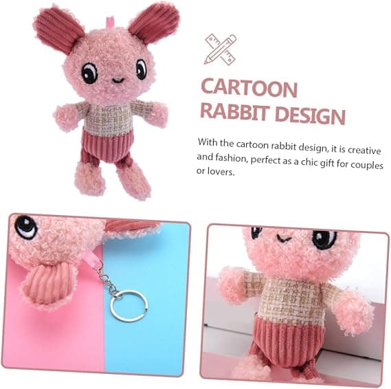 Hanging Animal Keychain, Plush Rabbit, Bag Decoration, Backpack Charm, Mini Plush Toy