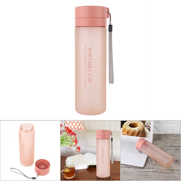800 ml trendig bärbar vattenflaska med stor kapacitet, läcksäker (rosa)