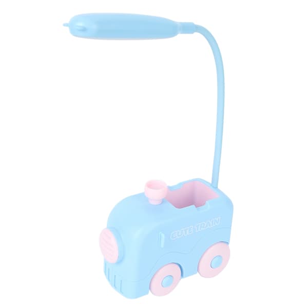 Mini Tog LED Nattbordslampe Øyebeskyttelse Studieleselys USB-lading med Pennholder for Barn Blå