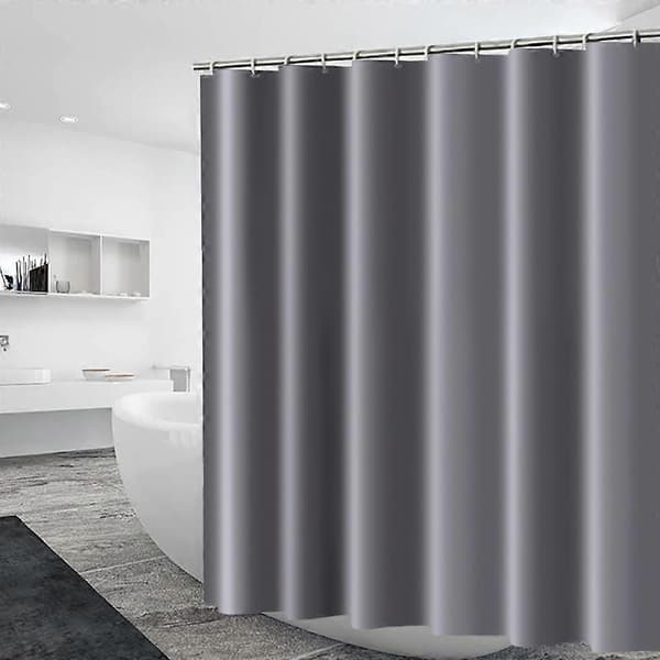 Kraftig solid badeforhæng stof vandtæt badeværelsesgardin lang båsestørrelse 230/200CM sort hvid grå brun blå farve grå grey 180*180cm
