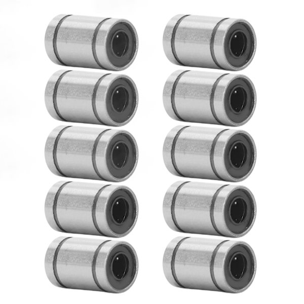 10 kpl lineaarinen liukulaakeri, seosteräs, 6 mm sisähalkaisija, 12 mm ulkohalkaisija, 19 mm pituus, LM6UU, koneisiin