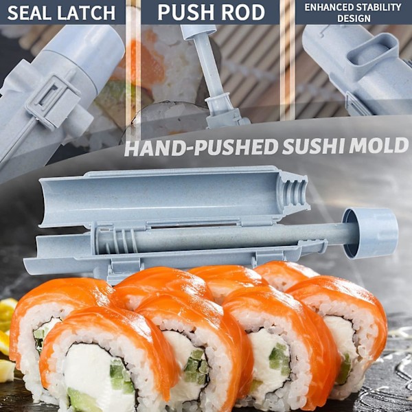 Sushi Maker Kit Sushi Maker, Sushi Maker Kit Sushi Bazooka og med Bambusmatte Gaveidé Egnet for Nybegynnere