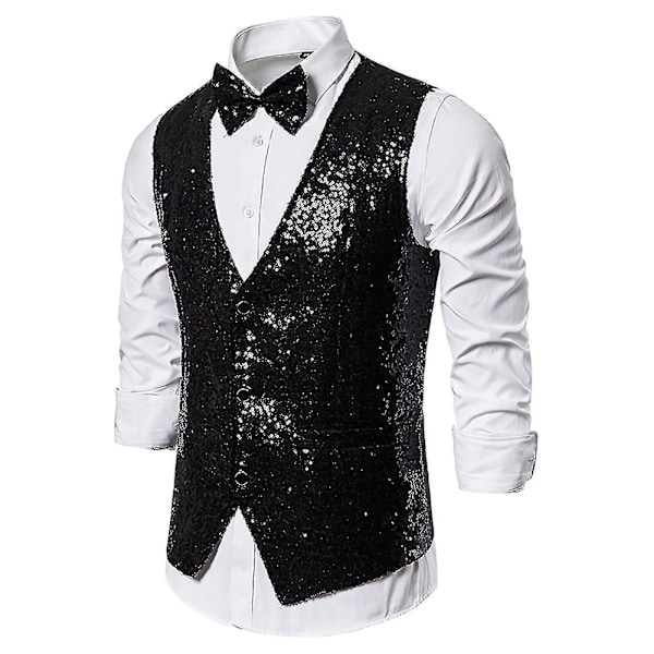 Sequins Sort Casual Vest til Herremode Personlighed