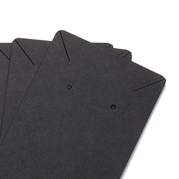 100 stk ørepyntkort 6x9cm tomt kraftpapirmerke med 100 OPP-poser for visning av halskjeder armbånd svart