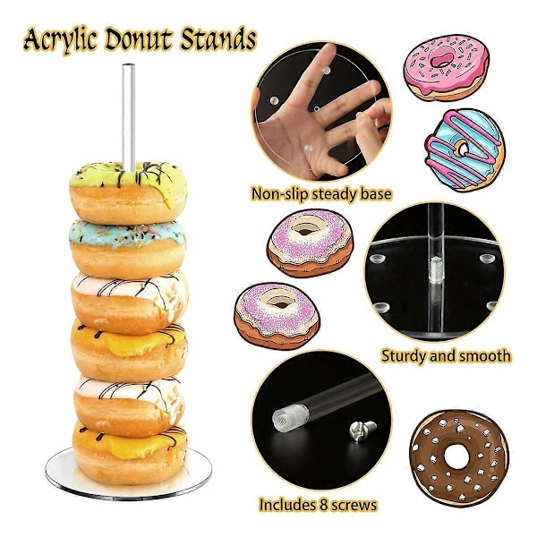4 stk. Klar Akryl Donut Display Stand