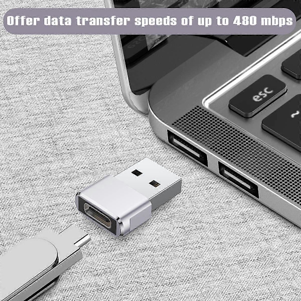 USB till USB C Adapter 3-pack, Typ C Hona till USB A Hane Konverterare