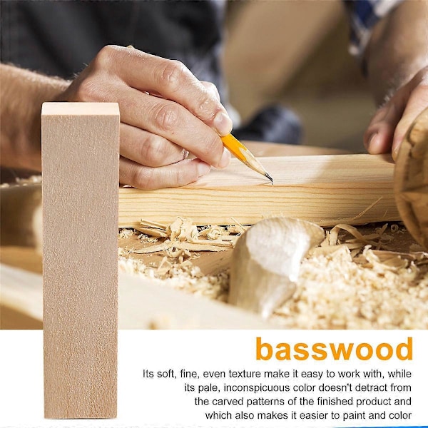 6 stk. Lindetre Skjæreblokker for Nybegynnere Treskjæring Hobby Kit DIY