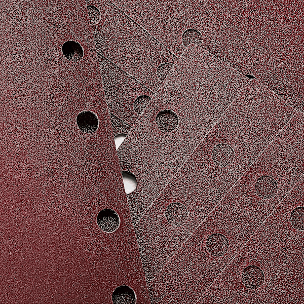 Pakke med 40 slibeark til excentersliber 95 x 185 mm, 8 huller, 60/80/120/240 korn rektangulært sandpapir i aluminiumoxid, ideel til slibning/polering
