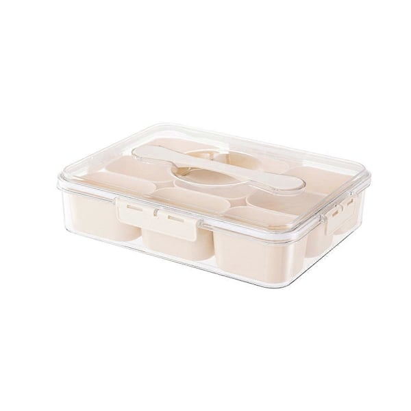 9 Fack Uppdelad Serveringsbricka med Lock Portabel Snacksbox