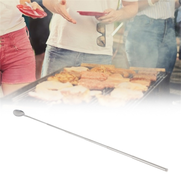 Rustfrit stål 62cm lang teleskopisk omrørningsske strækbar til grillbestik