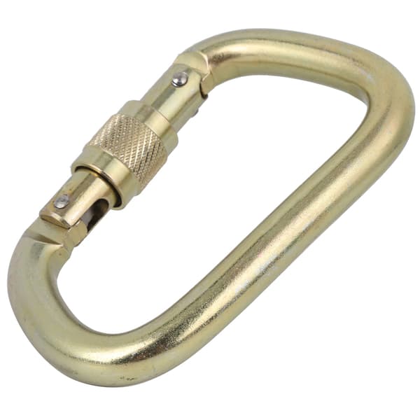 Hög Bärande Master Lock Utomhus Skruvgrind D-formad Karbinhake för Klättring Bergsklättring (Gyllene)