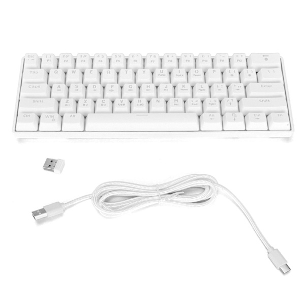 HXSJ Gaming Tastatur 61 Taster RGB Baggrundsbelyst Bærbar Tre Tilstande Trådløs Ergonomisk Mekanisk Tastatur til Hjemmekontor Hvid