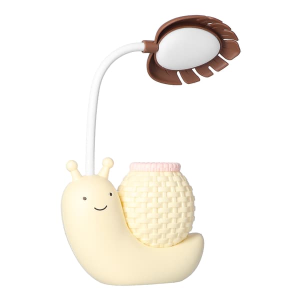 LED-bordlampe med pennholder, multifunksjonell USB-lading, søt bordlampe for studenter og barn, gul