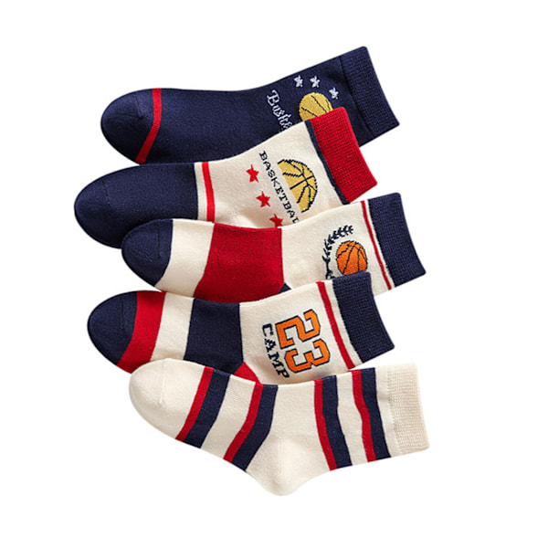 5 par pojkar basketstrumpor barn sport stil basketbrev lös mjuk andningsbar alla match mid calf strumpor M 3-5 år gammal