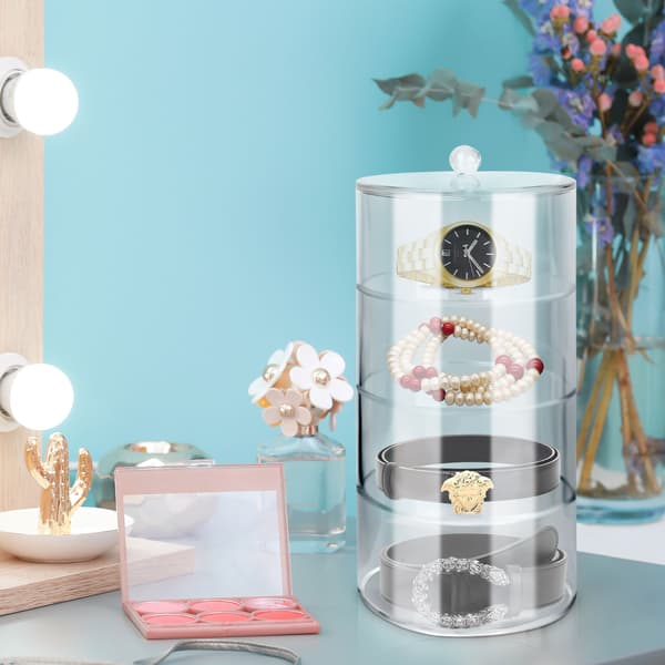 Akryl Bælte Organizer 2 Lag Gennemsigtig 5,5 tommer Diameter Stærk Let Bælte Display Case
