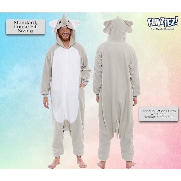 Funziez Vuxen Djur och Havsvarelse Plysch Cosplay Kostym X-Large Elefant
