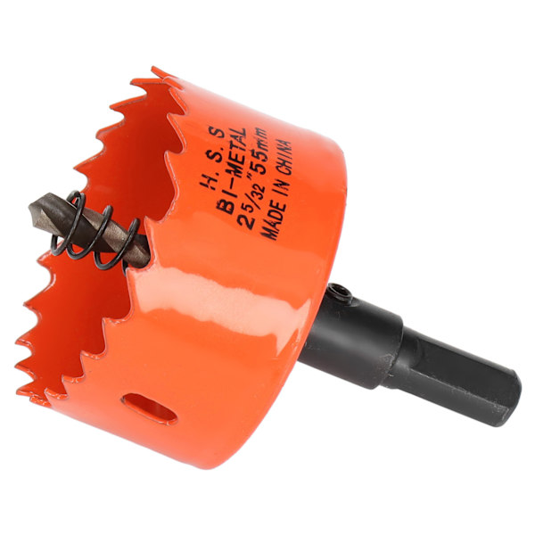 Hulsavbor med skarpe tænder, nem spånfjernelse, høj hårdhed HSS hulskærer med dorn til træ, metal 2‑5/32in (55mm)
