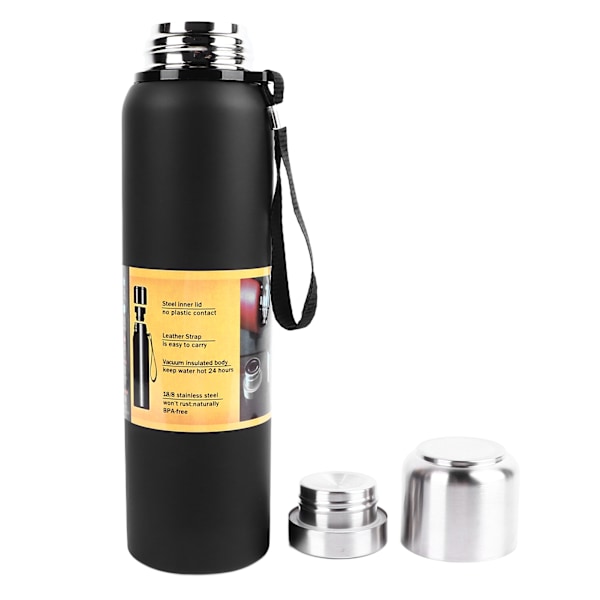 Stainless Steel Vacuum Insulation Bottle Multipurpose Leakpoof Sports Water Bottle for Outdoor Sports Car Travel 1L