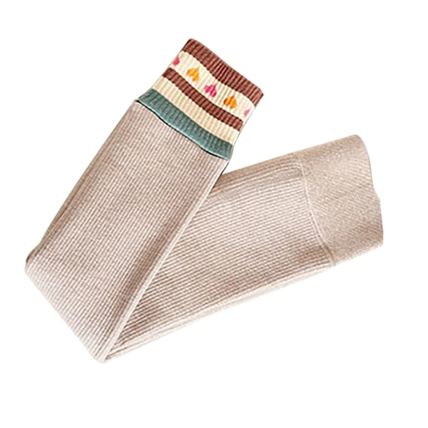 Flickor Vinter Tjocka Varma Byxor Öppna Gren Byxor Stripe Love Flickor Bomulls Leggings M Havregrynsfärg Ålder 2 till 4 År Gamla