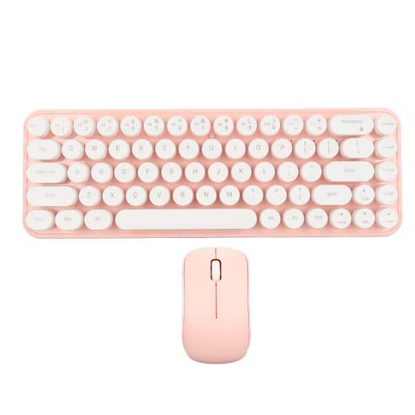 Skrivmaskin Tangentbord och mus Combo 68 tangenter 2,4 GHz stabil överföring Batteridrivet Retro skrivmaskin Tangentbord för Windows Vit Rosa