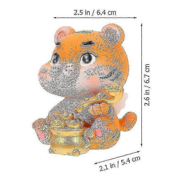 1 stk. kunstverk statue, Tigerpynt i harpiks