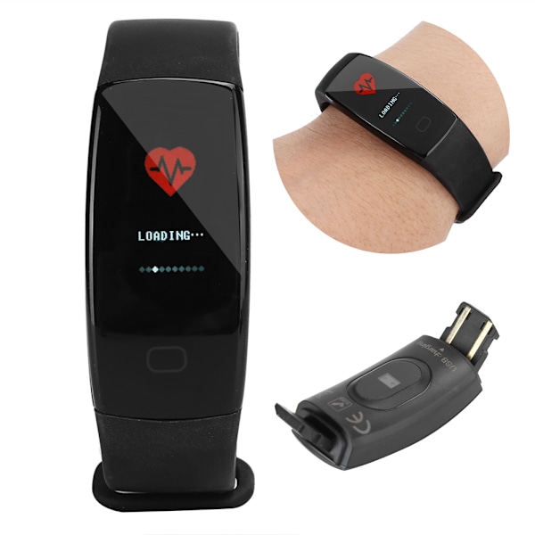 Fitness Smart Armband Sport Hjärtfrekvens Blodtrycksövervakning Monitor Hälsosam Skötsel Svart