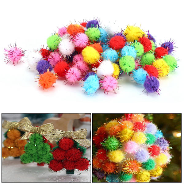 1000 stk Pom Poms i lyse silkefarger for DIY håndlagde klær og mobildeksel - 15 mm