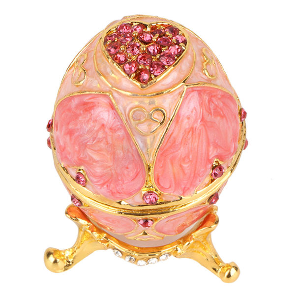 Vintage emaljert påskeegg Diamante smykker Organizer Trinket Box dekorasjonsgave