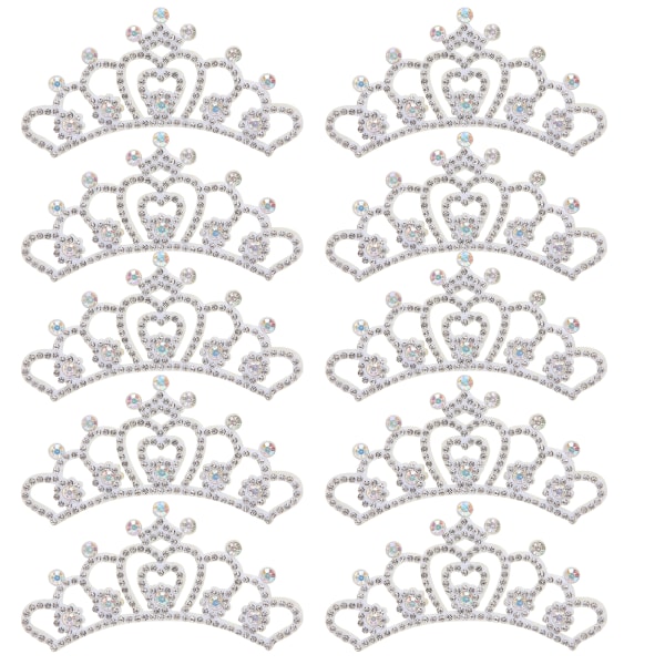 10 STK Rhinestones Cloth Applikation Kroneformede Patches Tøj Tilbehør8,8x4,5cm Hvid Blomstertype