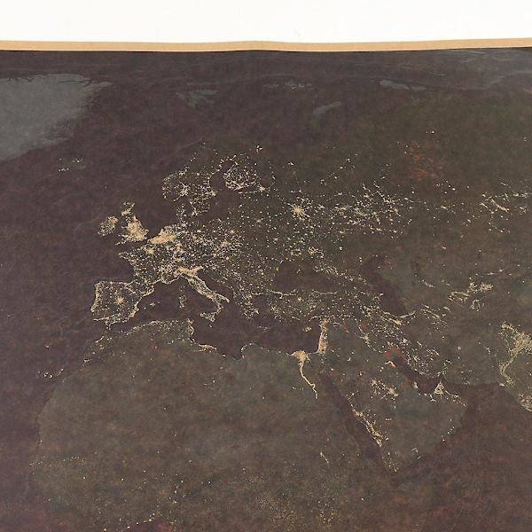 Retro Kraft -kartta Maapallosta Yön Alla Kraft-paperijuliste Sisustus