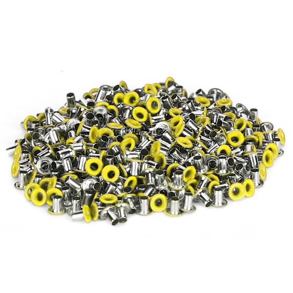500 st mässingsöljetter 2 mm innerhål färgglada öljetter kit för kläder skor väska DIY hantverk gul