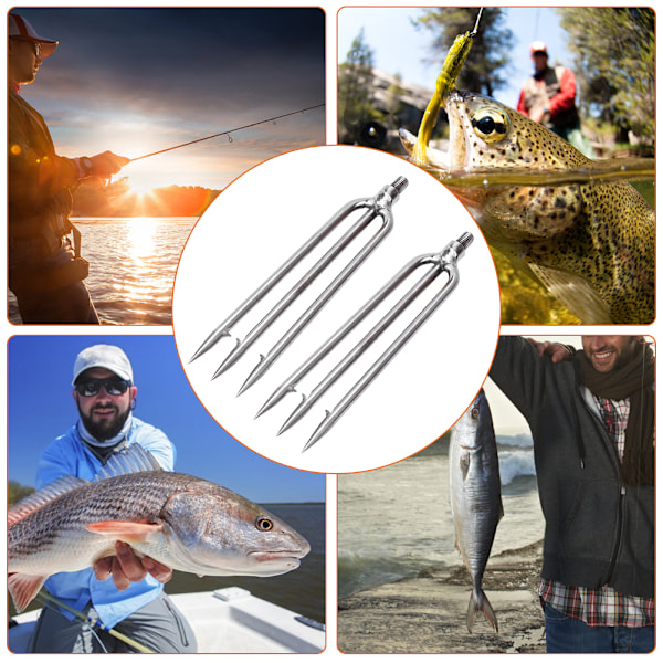 2 st rostfritt stål 3-uddig harpun gig gaff krok barb fisks spjut för utomhus fiskeutrustning