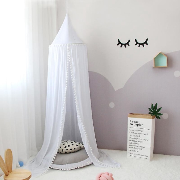 Cotton White Dome Hängande sänghimmel för barnsäng
