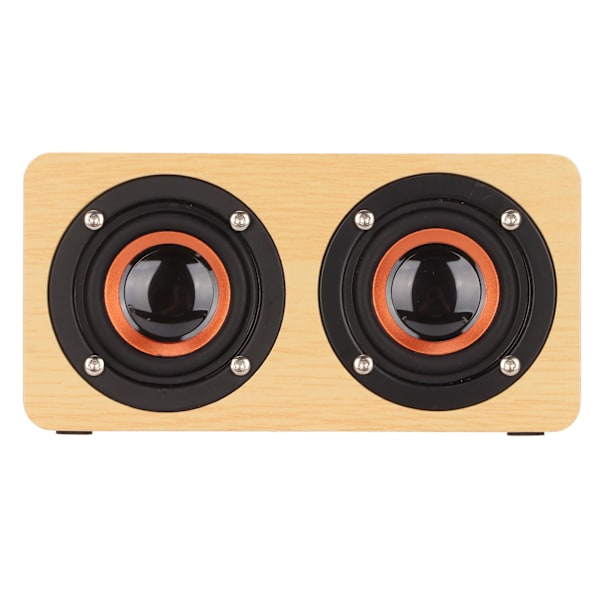 Trådlös Bluetooth-högtalare Retro Subwoofer Bärbar datorhögtalare med mikrofon för stationär dator TV Gul trästruktur