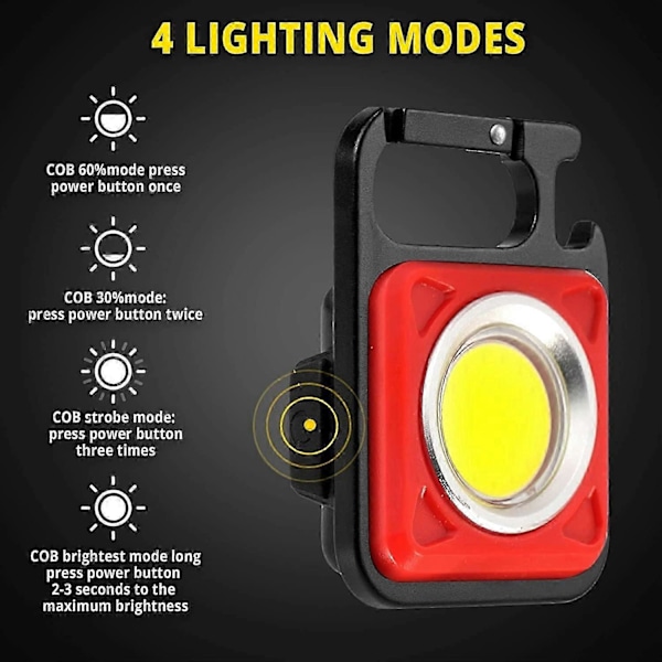 Mini LED Lommelygte, Genopladelig LED Arbejdslampe, 800 Lumen Magnetisk Arbejdslampe til Sengebord, Værksted, Nødsituation, Udendørs Lampe Rød_SZXM