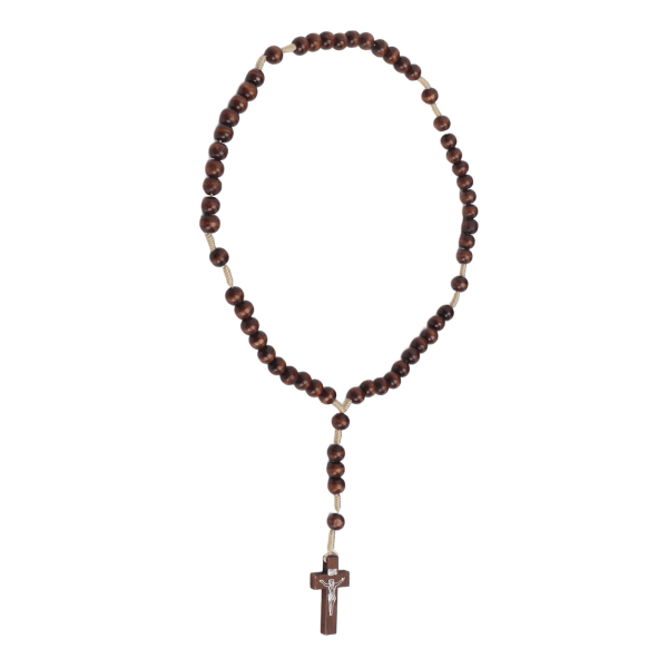 Trærosenkrans Universal træ håndlavet kors bøn rosenkrans perler til katolsk kristendom
