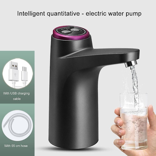 5 Gallons Vattenflaska Dispenserpump - Bärbar USB Laddning Elektrisk Pump för Kvantitativt Dricksvatten