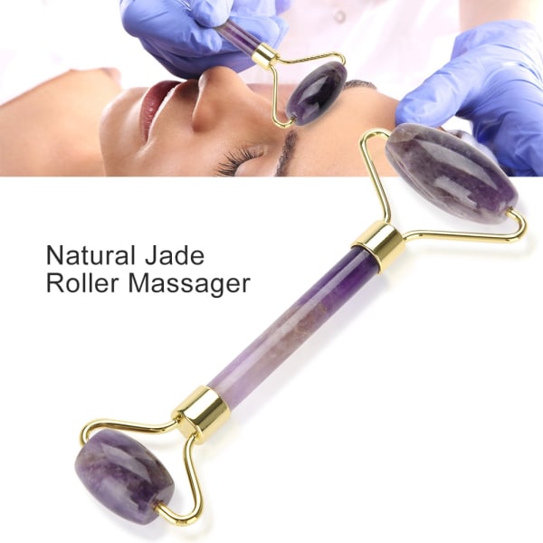 Naturlig Jade Roller Massage Ametyst Ansigtsmassage Anti Wrinkle Anti Aging for Face Eyes