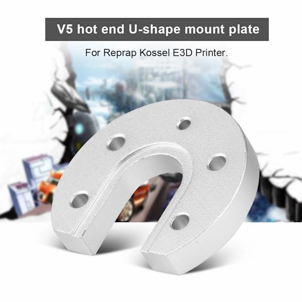 3D-printertilbehør V5 Hot End U-formet monteringsplade i aluminiumslegering til Reprap Kossel E3D