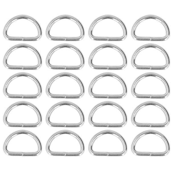 20 stk. D-ringe Blanke Komfortable Holdbare Bærbare DIY Fremstilling Kompakte Praktiske Taske Spænder til Armbånd Sølv 3,8x25x15mm