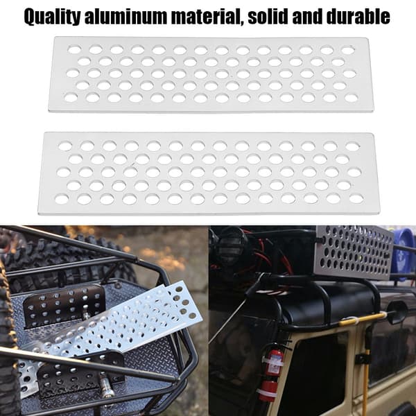 2st/set Aluminium Sandstegar Återvinningsbräda Rampverktyg för 1/10 RC Crawler (Silver)