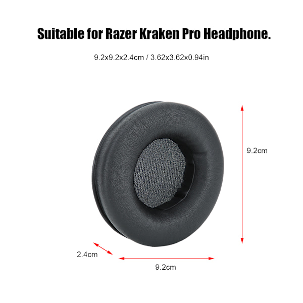 Myke øreputer i svamp for Razer Kraken Pro hodetelefoner - Svart