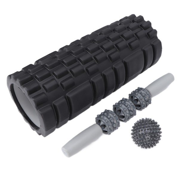 Skummassasjerullesett Hule muskler Relax Bærbar Fitness Yoga Stick for Midje Nakke RyggSort firedelt dress