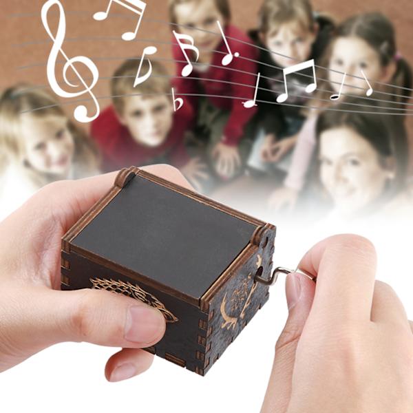 Handvev snidade träspeldosa Trägraverade musikleksaker Barngåvor Heminredning
