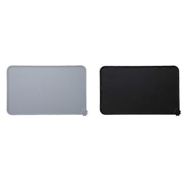 Vandtæt Anti-Slip Silikone Mad- og Vandskålsmåtte til Kæledyr - 47 x 29 cm, Sort