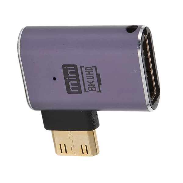 Mini HD til HD-adapter retvinklet 8K 60Hz 48Gbps LED-indikator Mini HD til HD-konverter til bærbar computer kamera tablet