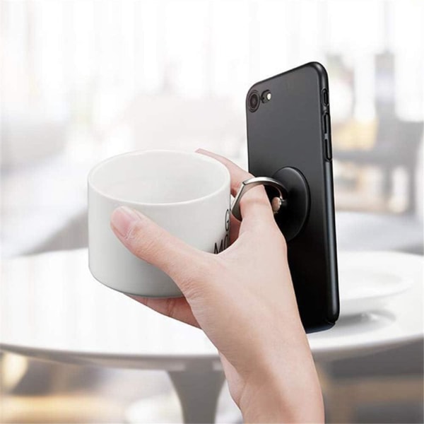Svart-fingerformet telefonholder ring 360 grader rotasjon metall for iPhone Samsung Galaxy Note Huawei-serien