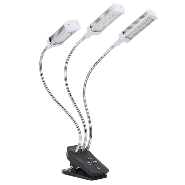 LED Grow Light 3 Hoved 360° Justerbar Tidsindstillet Plantevækstlampe til Drivhus Kontor 100‑240V Sølv EU Stik