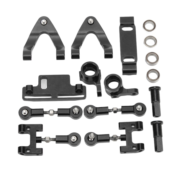 RC Aluminium Øvre nedre opphengsarm Styrekopp sekskantadapter Metalltilbehørsett for WPL D12 RC CarBlack