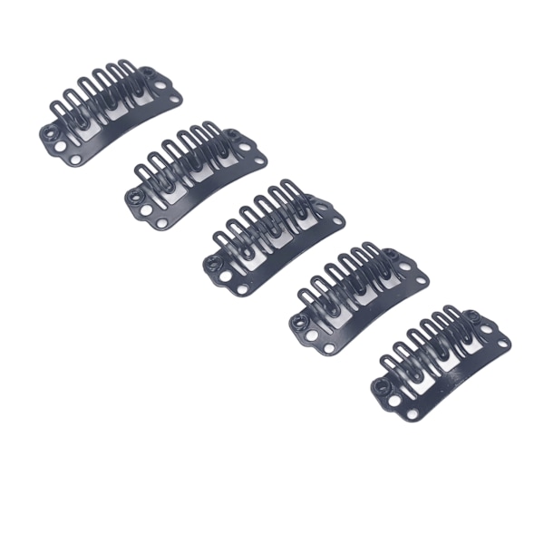 100 st U-formade Perukclips 2,3 cm, 6 Kamtänder, Rostfritt Stål, Svart, Peruktillbehör, Snabbkamclips för Hårförlängning